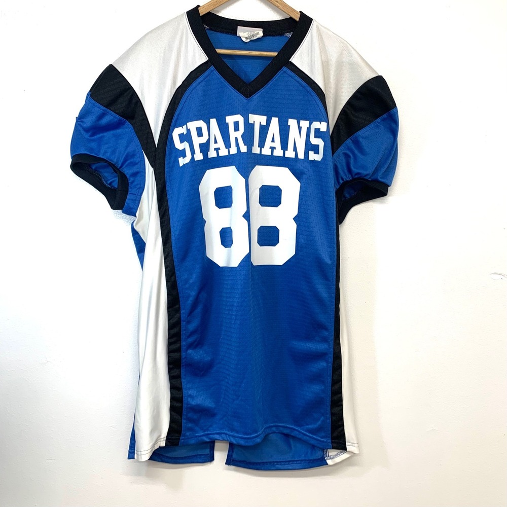 Teamwork Athletic Spartans 88 Delattre Football Jersey Blue White Black Mens XL